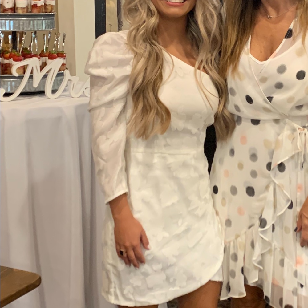 One shoulder white mini dress